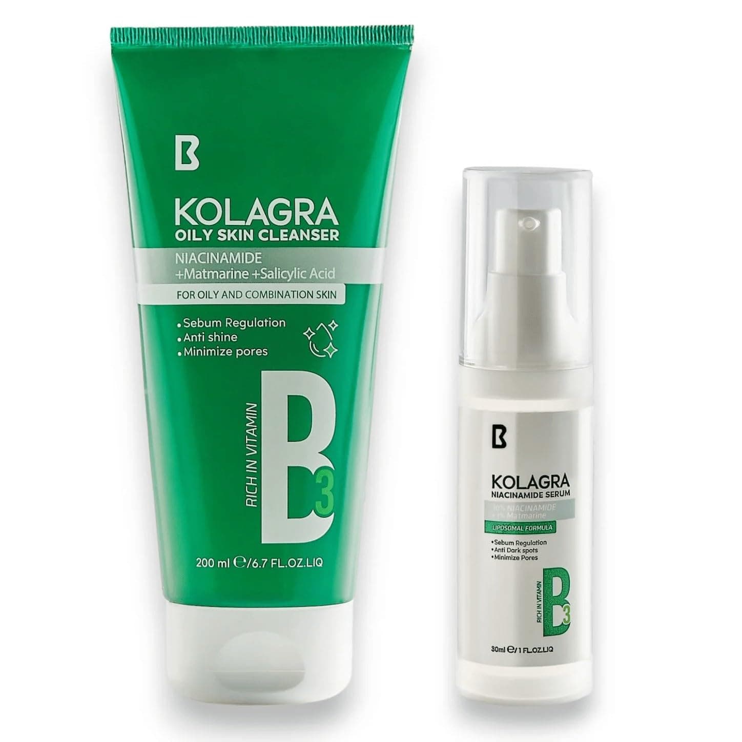 Kolagra oily skin cleanser + Niacinamide Serum